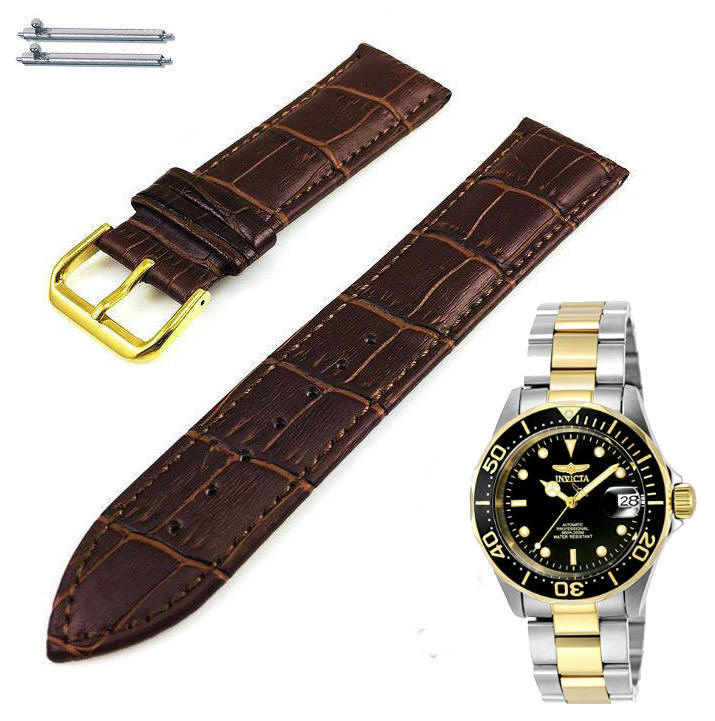 Brown Croco Leather Watch Band Strap Fits Invicta Pro Diver 8927 8927OB #1081