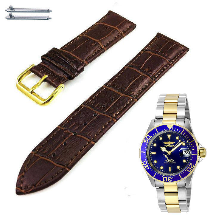 Brown Croco Leather Watch Band Strap Fits Invicta Pro Diver 8928 8928OB #1081