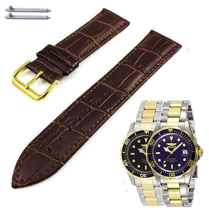 Brown Croco Leather Watch Band Strap Fits Invicta Pro Diver 8934 87935 #1081