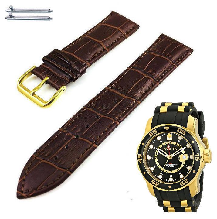 Brown Croco Leather Watch Band Strap Fits Invicta Pro Diver GMT 6991 #1081