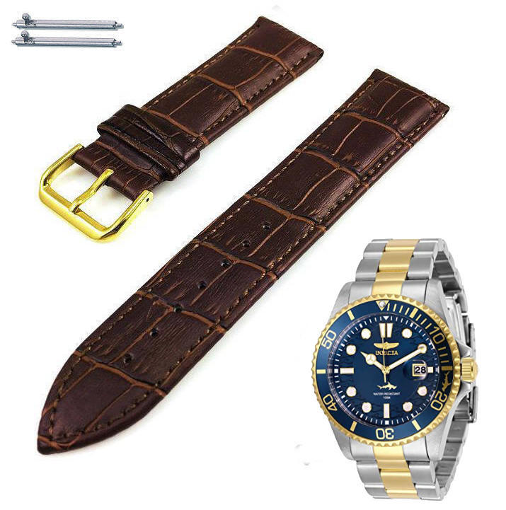 Brown Croco Leather Watch Band Strap For Invicta Pro Diver 30021 30022 30023 81
