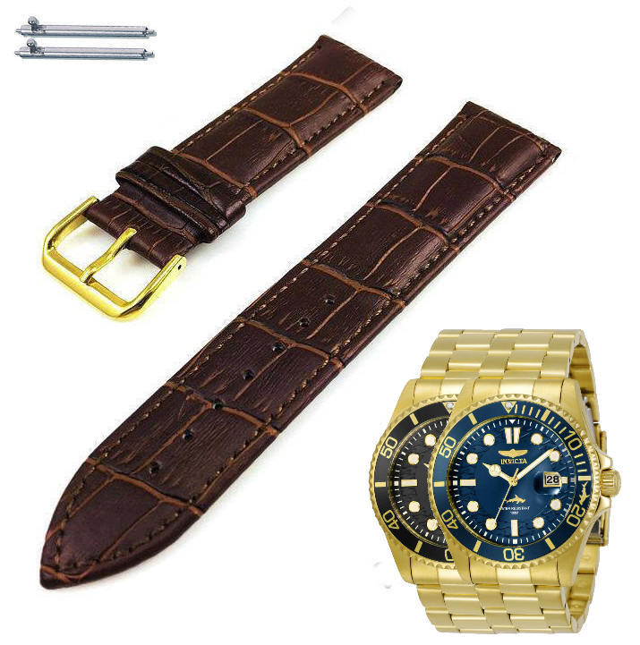 Brown Croco Leather Watch Band Strap Invicta Pro Diver 30024 30025 30026 #1081