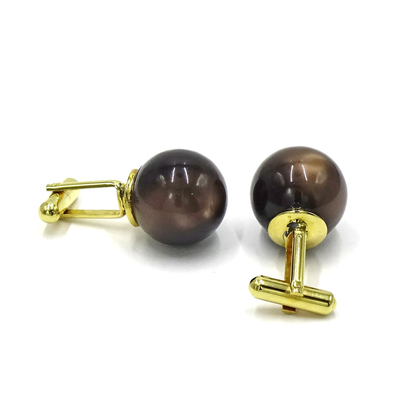 Vintage Brown Moonglow Lucite Ball Cufflinks