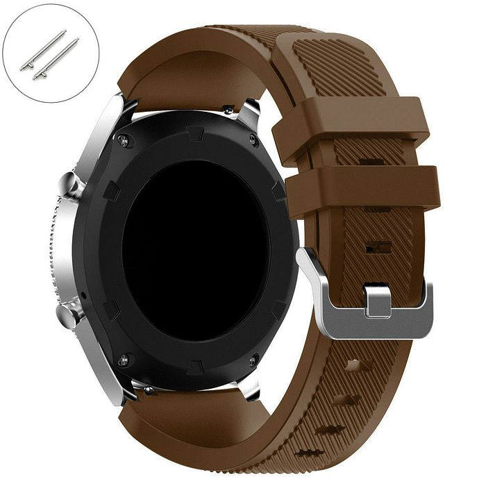 Brown Silicone Replacement Watch Band Strap Quick Release Pins #4047