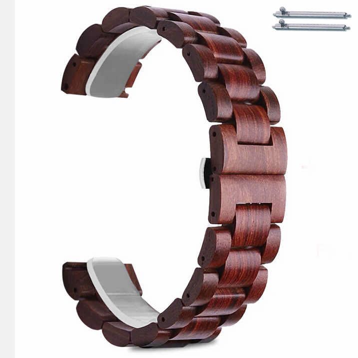 Brown Wooden 22mm Watch Band Butterfly Clasp Quick Release Strap #W001