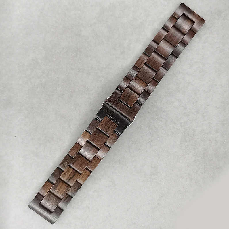Brown Wooden 22mm Watch Band Butterfly Clasp Quick Release Strap #W002