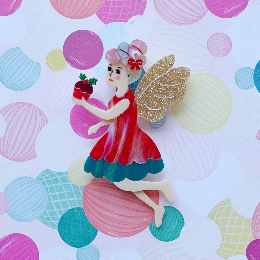 Carol The Christmas Pudding Fairy Brooch By She Loves Blooms