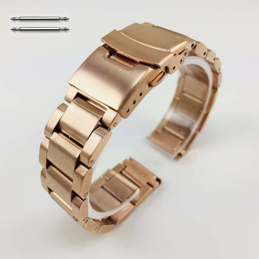 Casio Compatible Rose Gold Stainless Steel Metal Watch Band Strap Double Locking Buckle #5000RG