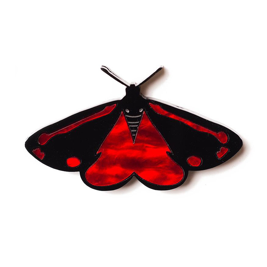 Cinnabar Moth Brooch By Martinis & Slippers