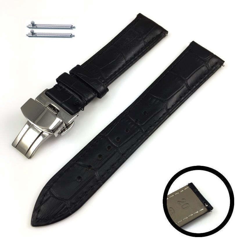 Citizen Black Croco Genuine Leather Replacement Watch Band Strap Steel Butterfly Buckle #1031