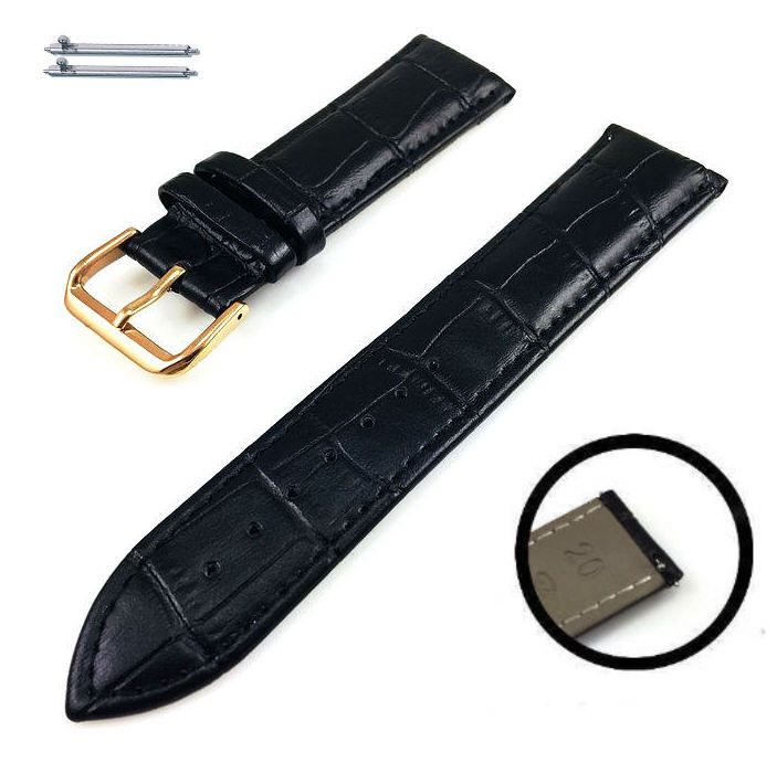 Citizen Black Croco Leather Replacement Watch Band Strap Rose Gold Steel Buckle #1071