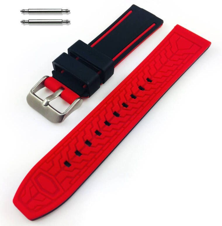 Citizen Black & Red Double Side Rubber Silicone Replacement Watch Band Strap Belt #4064