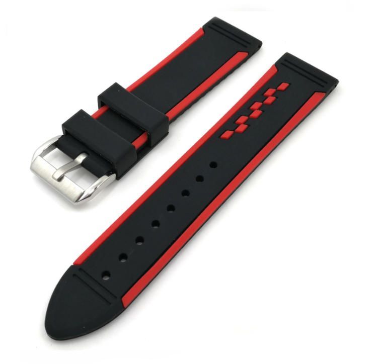 Citizen Compatible Black & Red Racing Style Silicone Replacement Watch Band Strap #4403