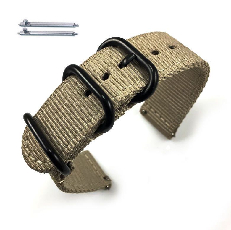 Citizen Khaki Nylon Watch Band Strap Belt Army Military Ballistic Black Buckle #6040
