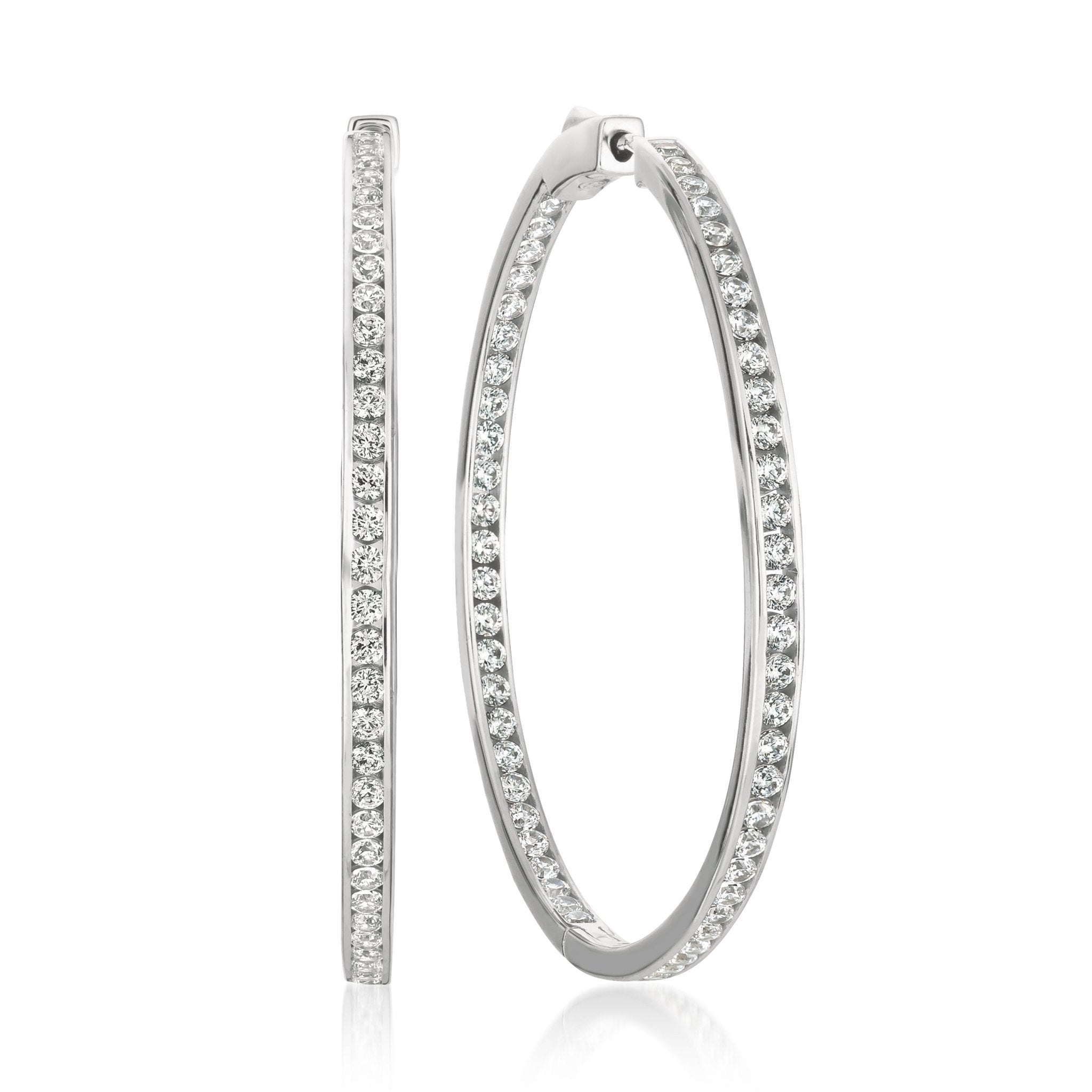 Crislu Classic Inside Out Hoop Earrings Finished in Pure Platinum - 1.5 Inches Diameter