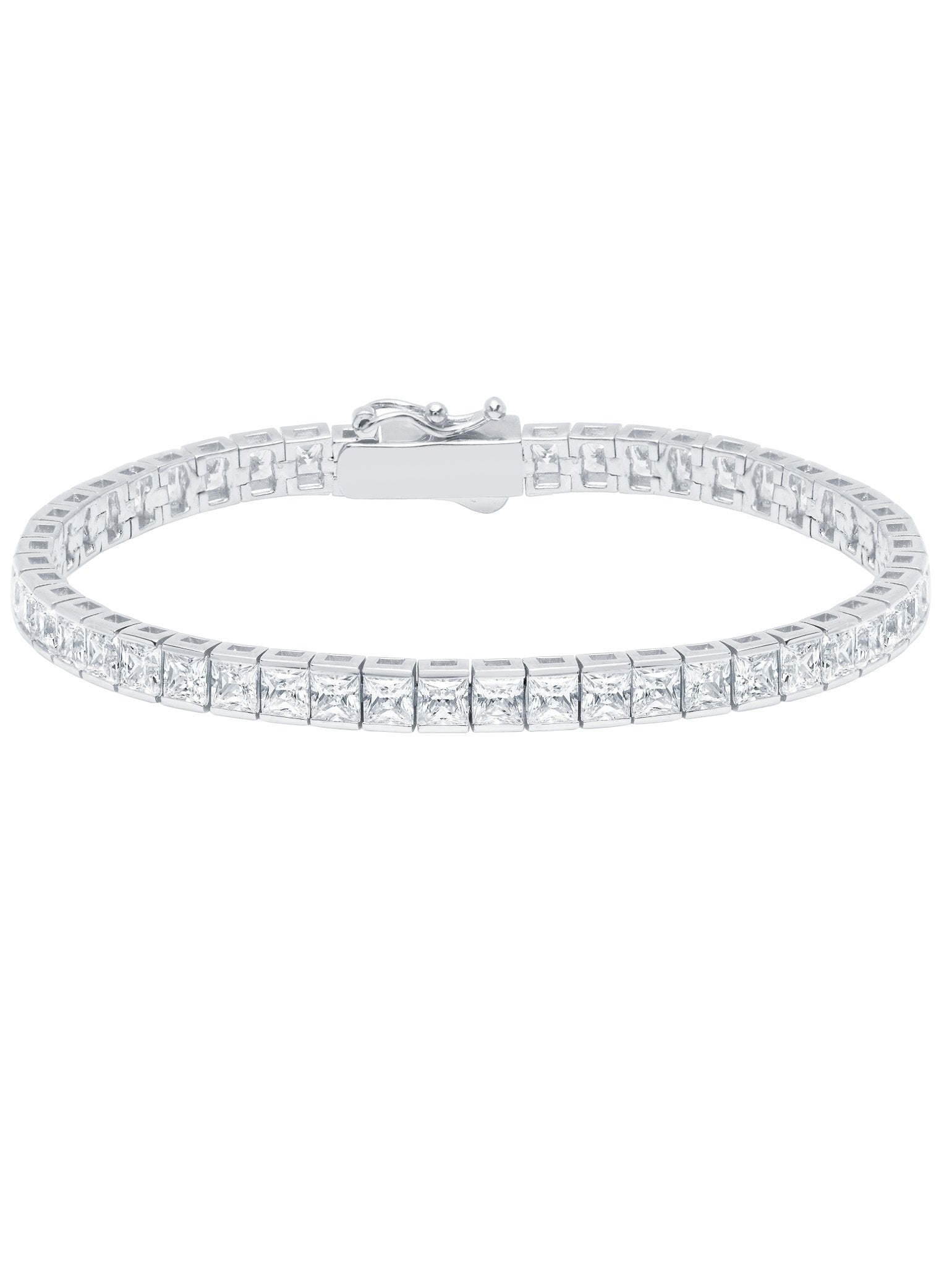 Crislu Classic Large Princess Tennis Bracelet Finished in Pure Platinum