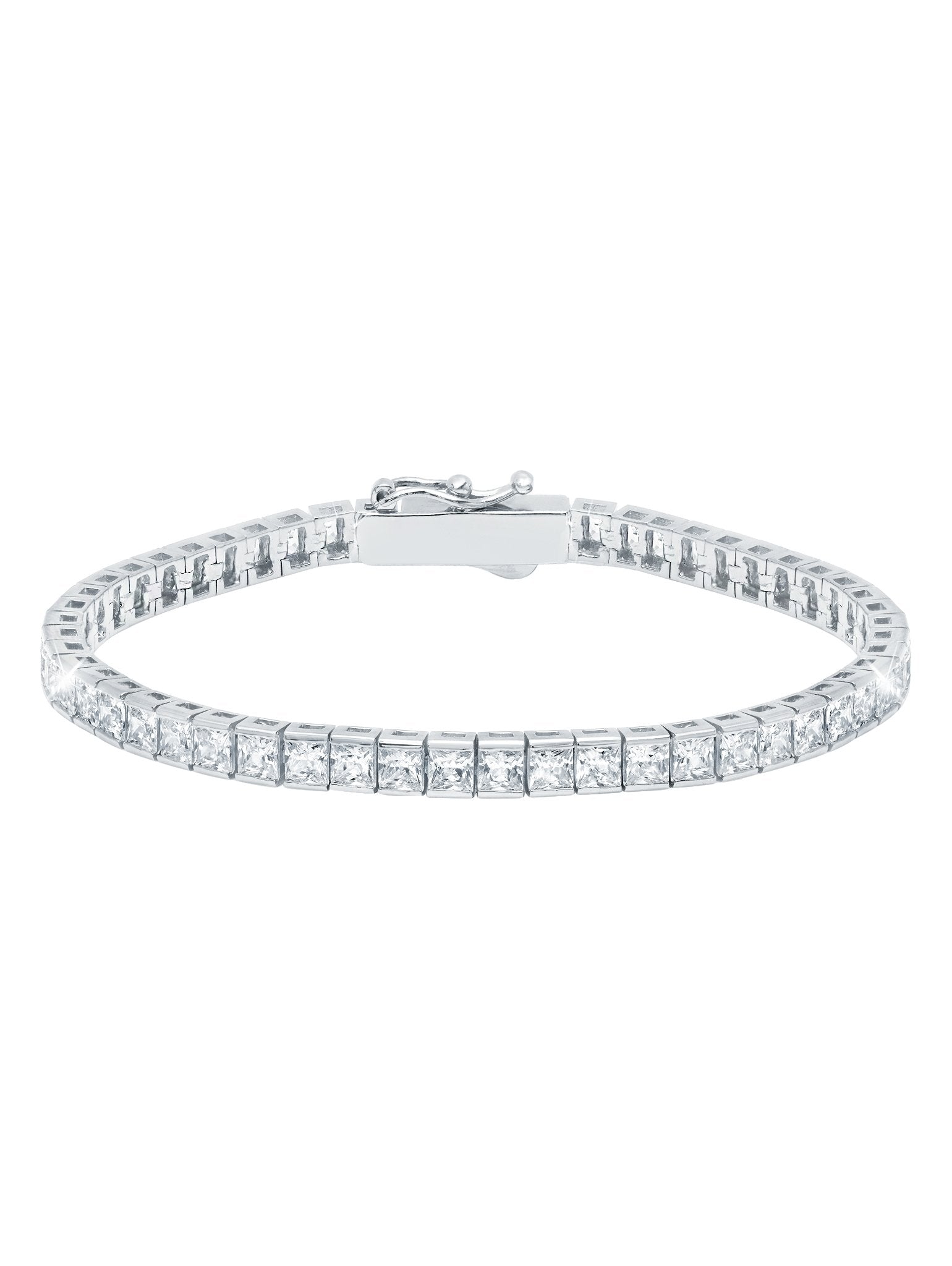 Crislu Classic Medium Princess Tennis Bracelet Finished in Pure Platinum