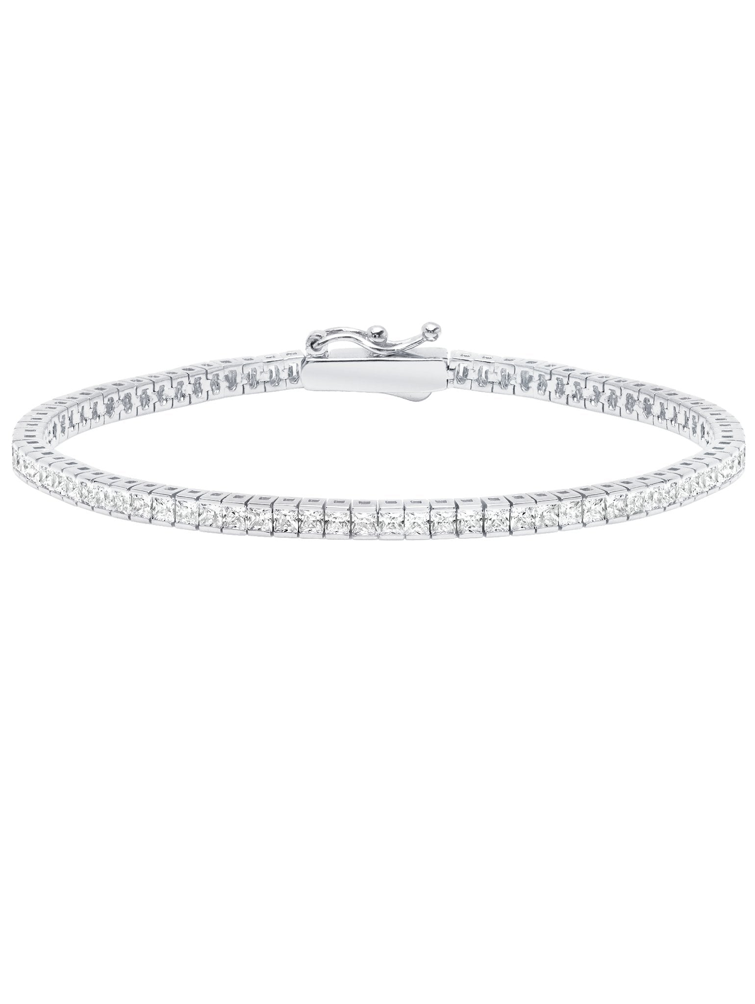 Crislu Classic Small Princess Tennis Bracelet Finished in Pure Platinum