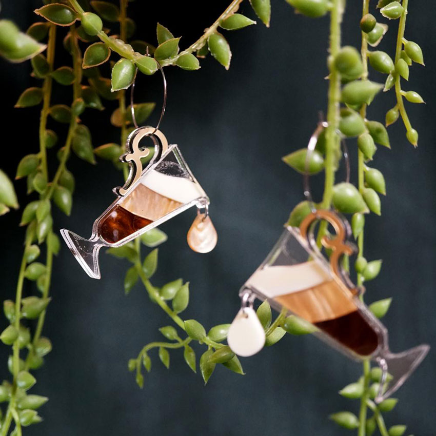 Coffee Dangle Earrings By Lost Kiwi Designs