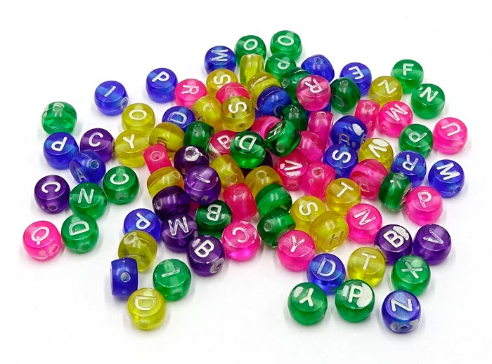Plastic Round Color Letter Beads