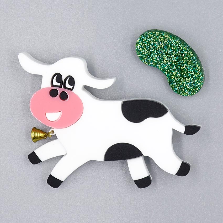 No Beans For Me Cow And Magic Bean Brooch Set By Tantalising Treasures - Last one!