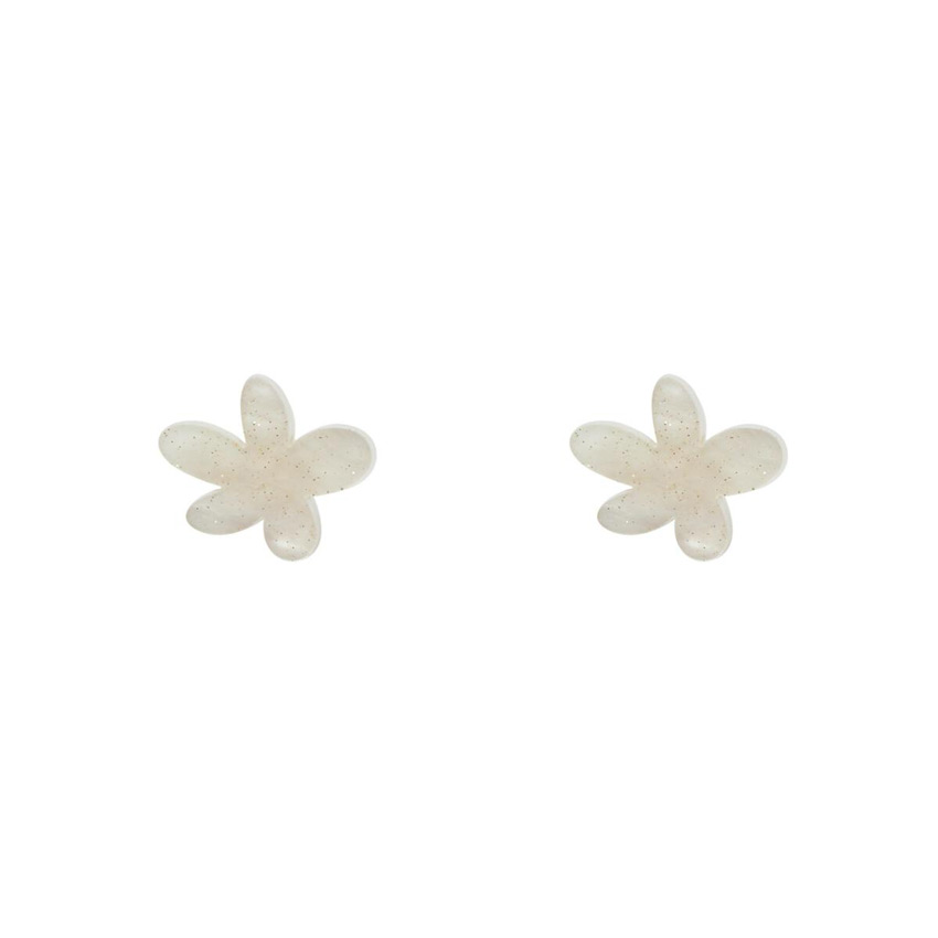 Cream Glitter Ripple Flower Stud Earrings By Erstwilder
