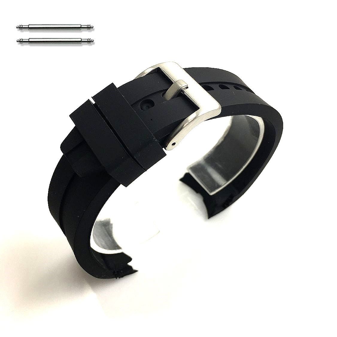 Curved End 26MM Rubber Silicone Replacement Watch Band Strap Steel Buckle #4511
