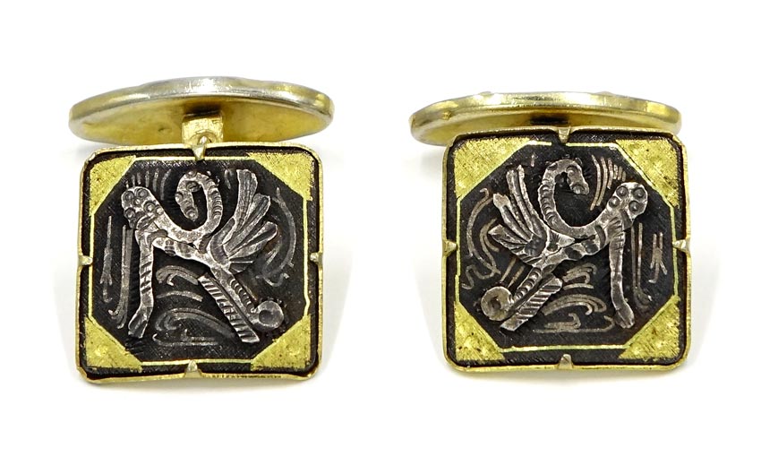 Vintage Spanish Damascene Dragon Cufflinks
