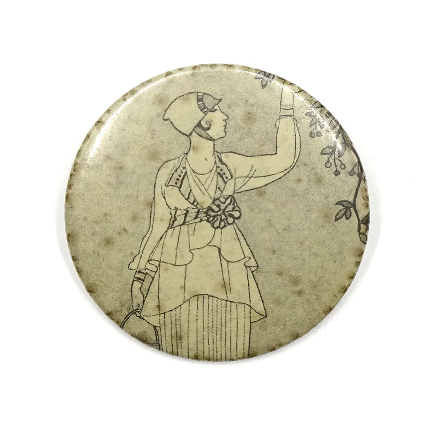 Vintage Deco Woman Picking Cherries Pocket Mirror