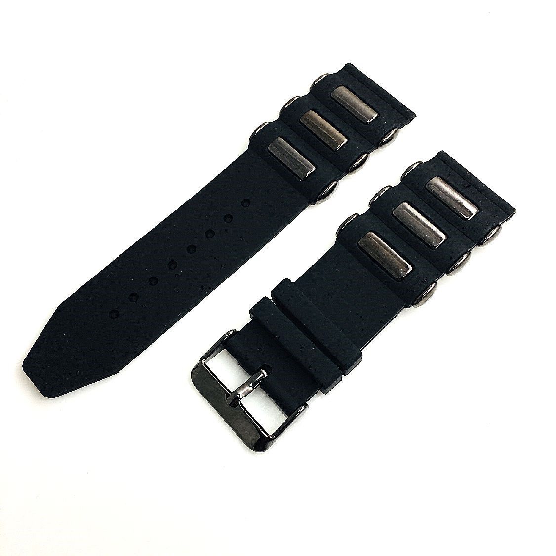Diesel Compatible All Black 26mm Rubber Silicone Bullets Style Replacement Watch Band Strap #4058