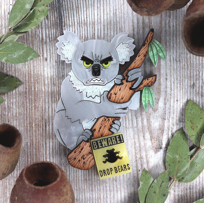 Drop Bear Brooch By Gory Dorky