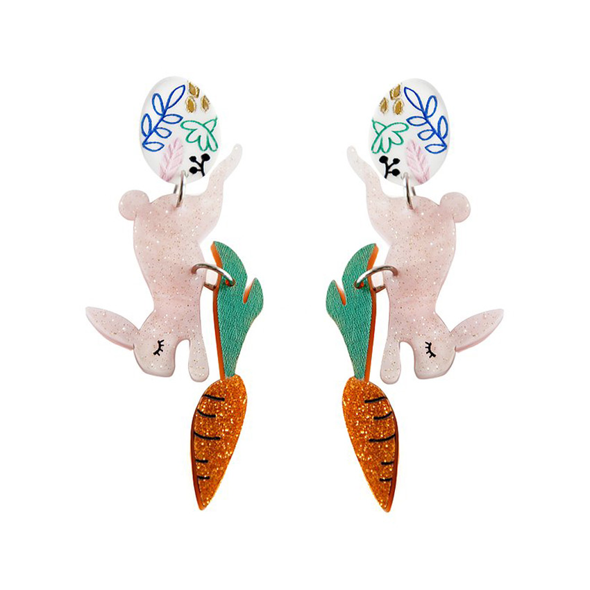 Easter Bunny With Carrot Earrings By Laliblue