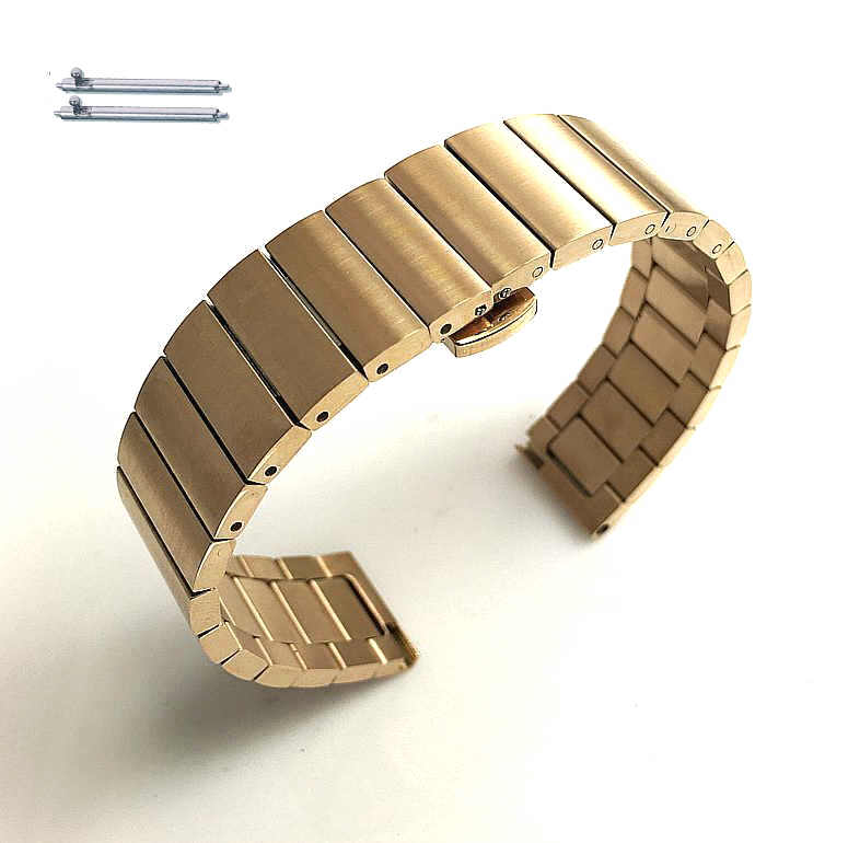 Elegant 20mm Brushed Rose Gold Metal Watch Band Butterfly Clasp #5118