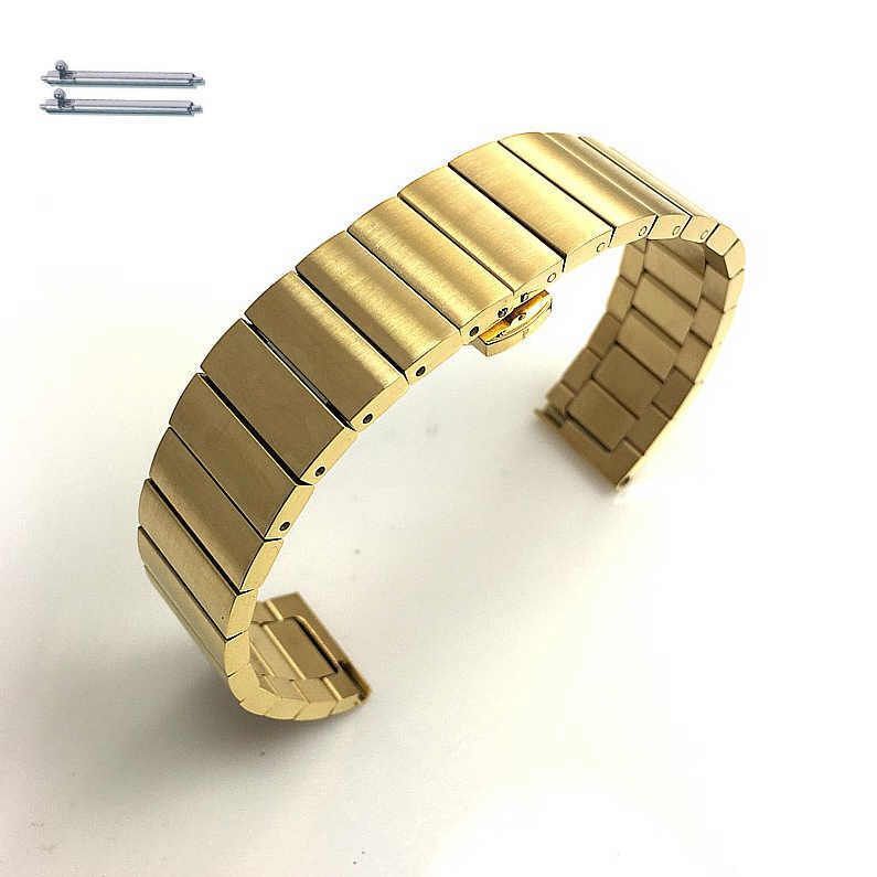 Elegant Brushed Gold 20mm Metal Replacement Watch Band Butterfly Clasp #5117