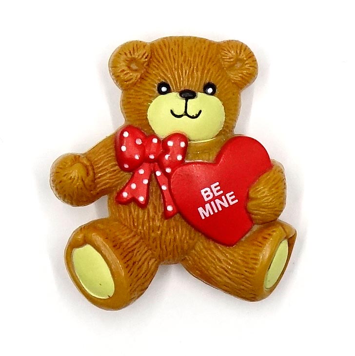 Vintage Lucy & Me Valentines Be Mine Teddy Bear Pin Enesco 1984