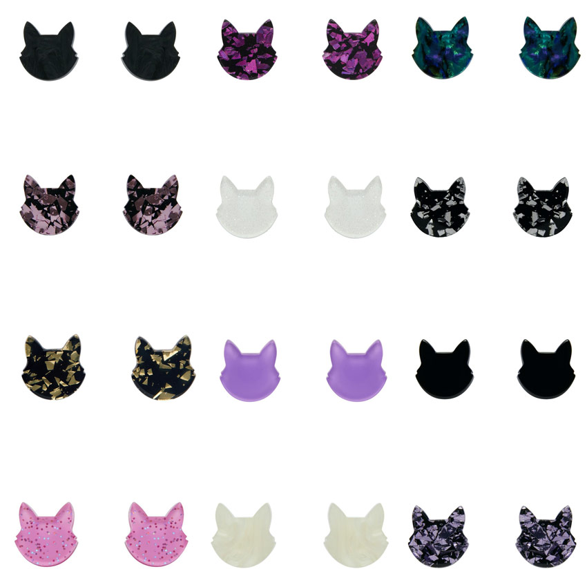 Cat Head Stud Earrings By Erstwilder - Pick Your Color!