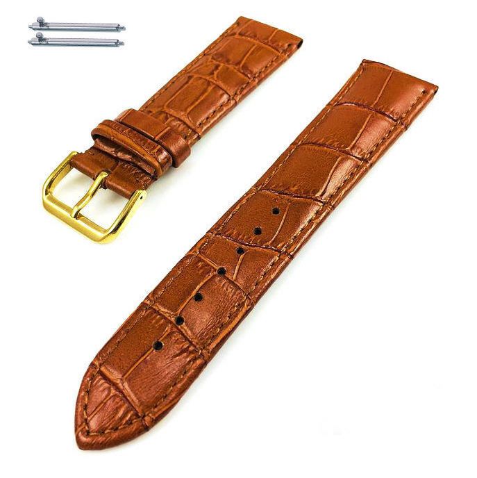 ESQ Compatible Light Brown Croco Leather Watch Band Strap Belt Gold Steel Buckle #1084