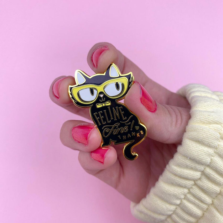 Feline Fine Black Enamel Pin By Erstwilder X Liz Harry