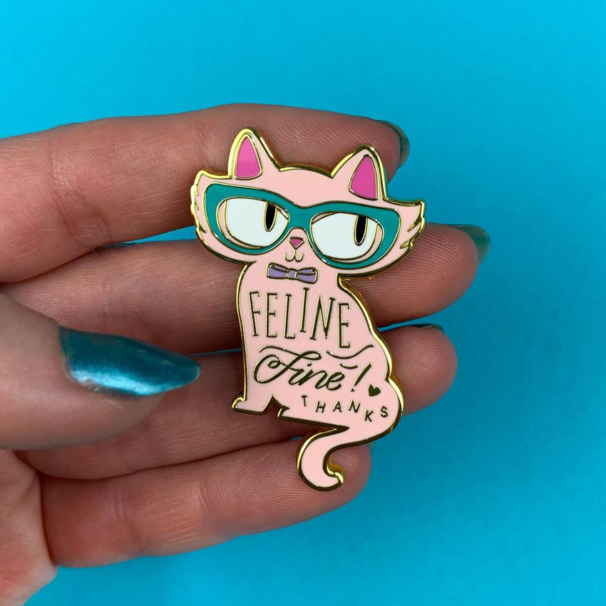 Feline Fine Pink Enamel Pin By Erstwilder X Liz Harry
