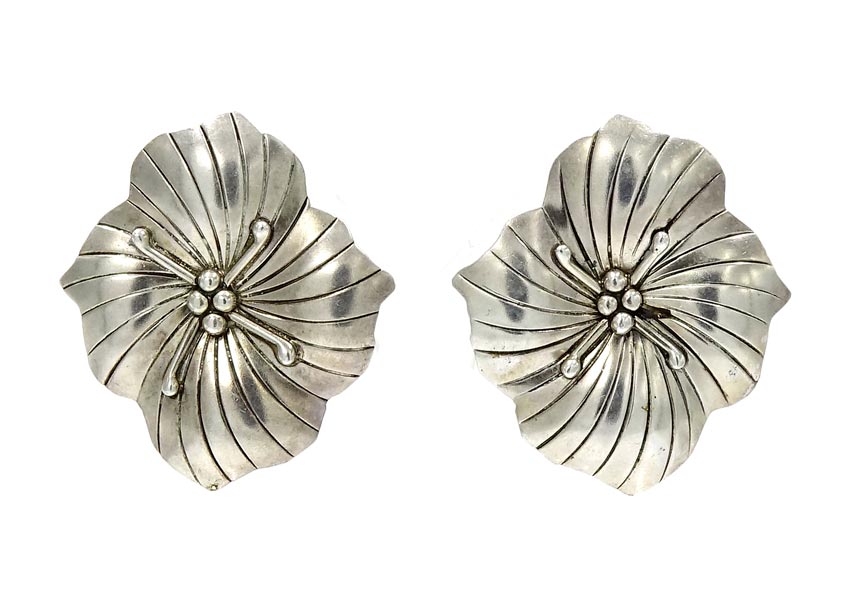 Vintage Carol Felley Sterling Flower Earrings