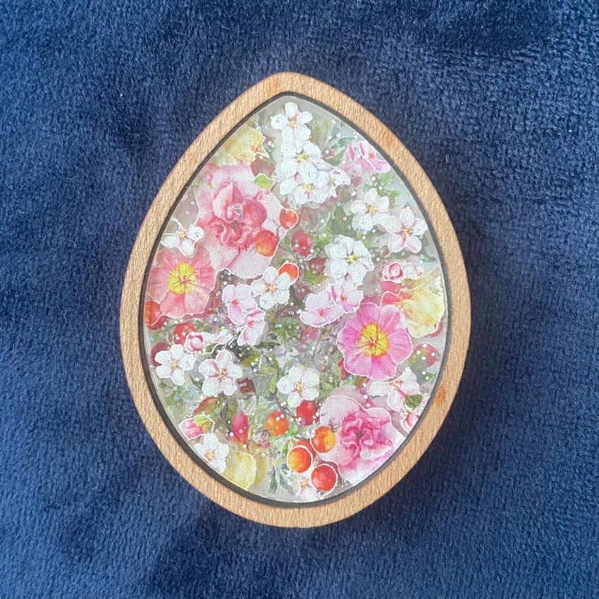 Floral Egg Shadowbox Brooch By Wintersheart