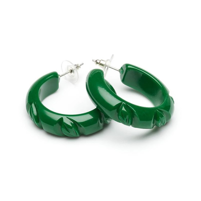 Forest Heavy Carved Hoop Earrings By Splendette