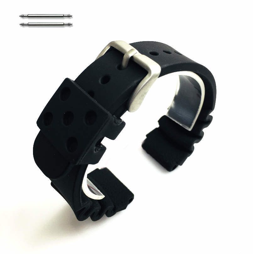 Fossil Compatible Black Diver's Style Rubber Strap Replacement Watch Band #4501