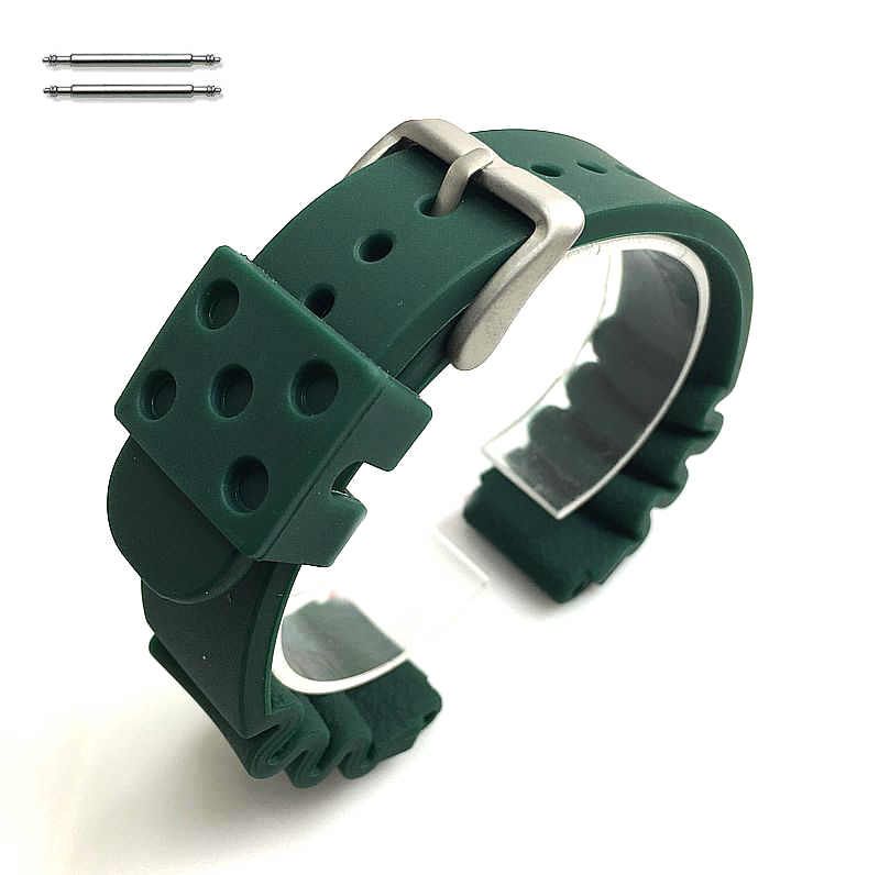 Fossil Compatible Green Diver's Style Rubber Strap Replacement Watch Band #4502
