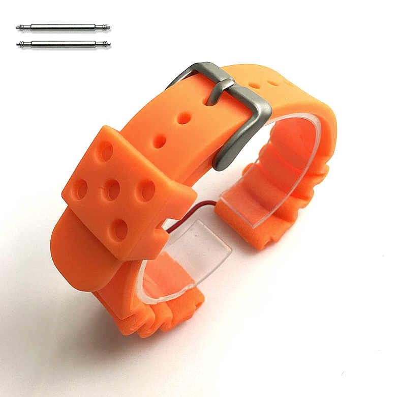 Fossil Compatible Orange Diver's Style Rubber Strap Replacement Watch Band #4504