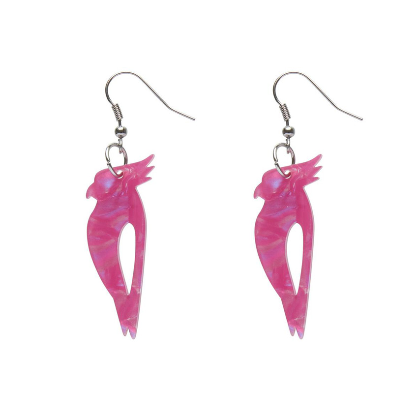 Fuchsia Textured Bird Drop Earrings By Erstwilder