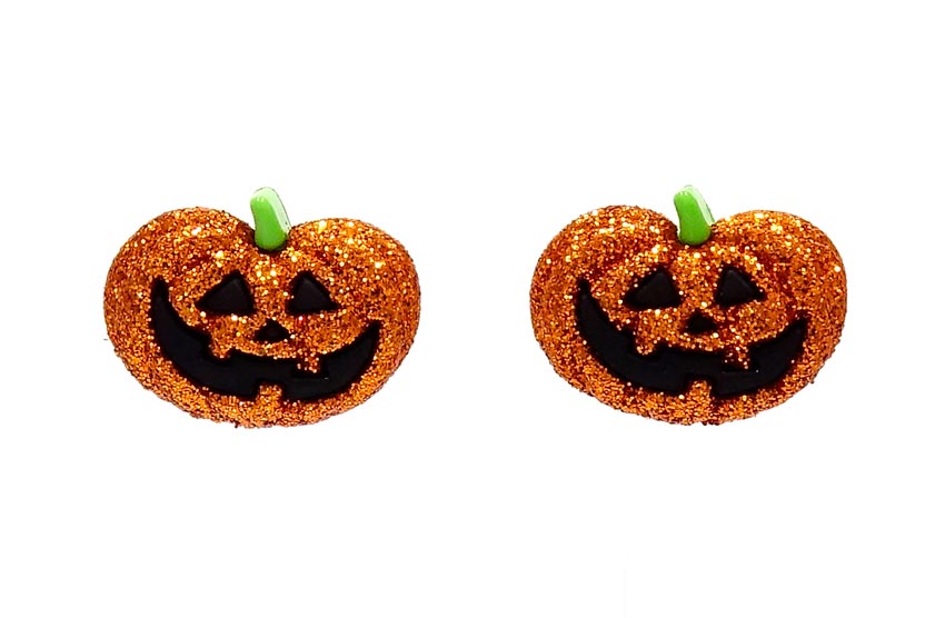 Glitter Jack O Lantern Earrings