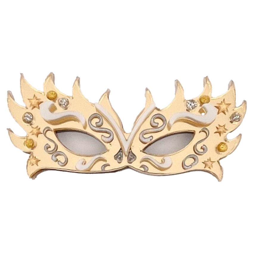 Golden Party Mask Brooch By Wintersheart