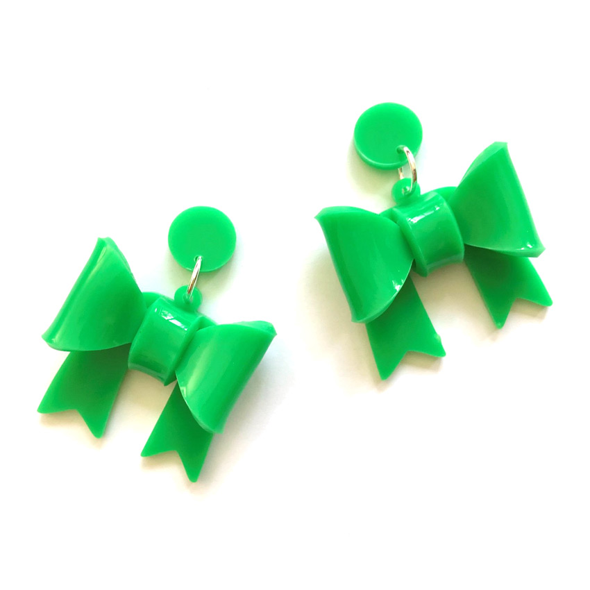 Green Bow Dangles By Coup de Colere