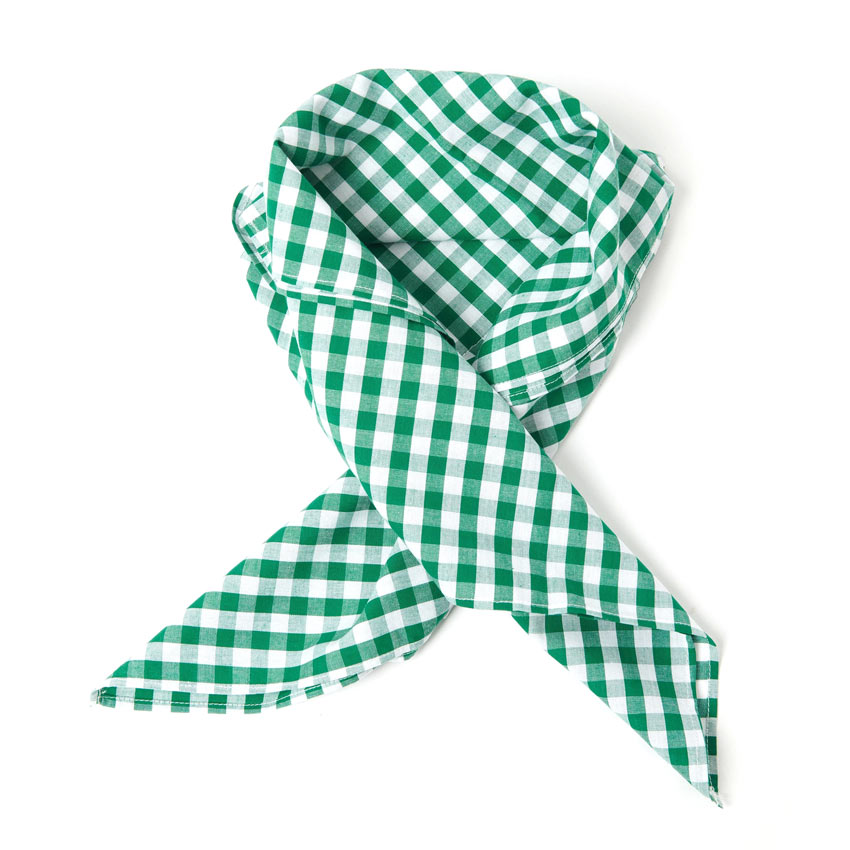 Green And White Gingham Hair Scarf By Unique Vintage